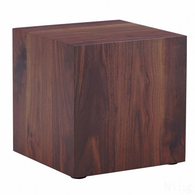 16*16*16 Inch Walnut Wood Grain MDF Coffee Table - Luxurious Design, Perfect Living Room Accent.Cube fashion texture design coffee table, suitable for various situations and scenes.
