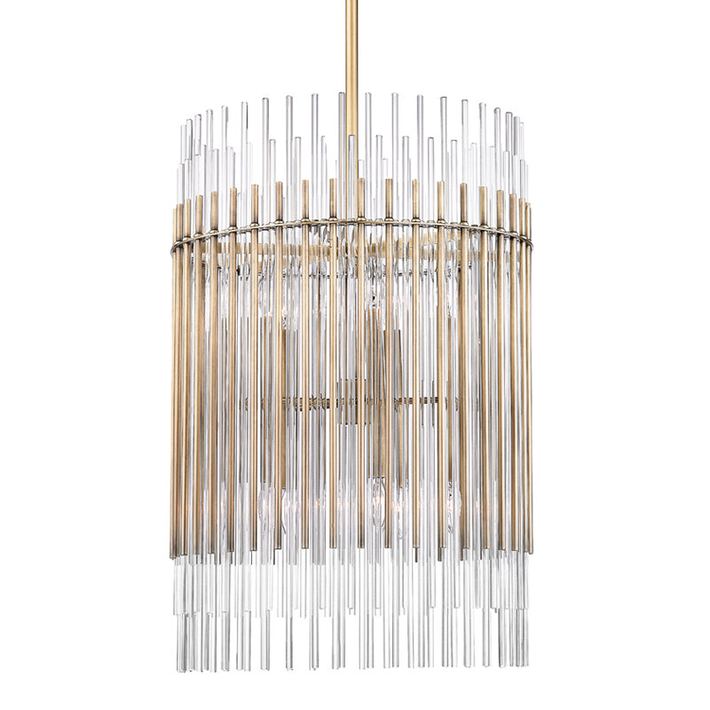 Wallis 10 Light Pendant, Aged Brass, 6 