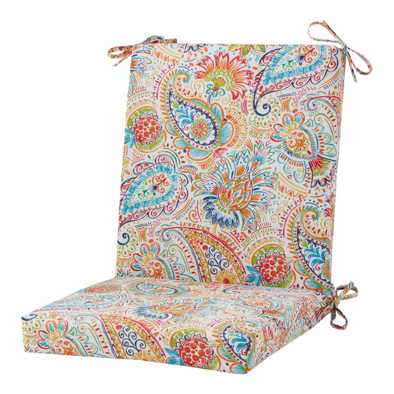 High Back Dining Chair Pad, Jamboree Paisley