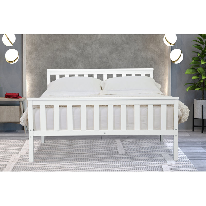 Amecia Solid Wood Bed, White, Kingsize (5')
