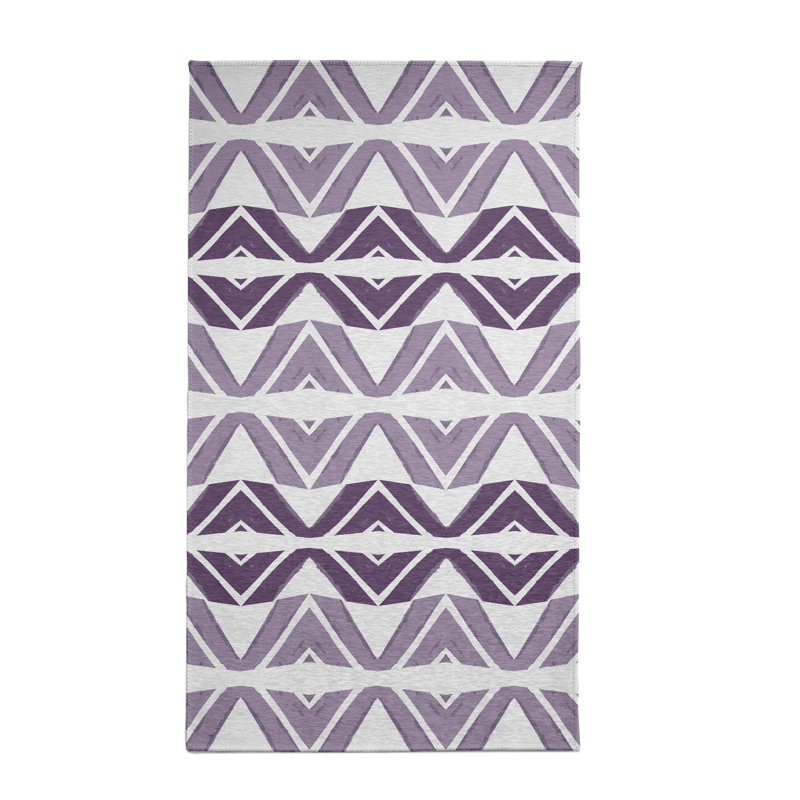 Chevron mauve Tapis décoratif, Rectangle 3 pi x 5 pi