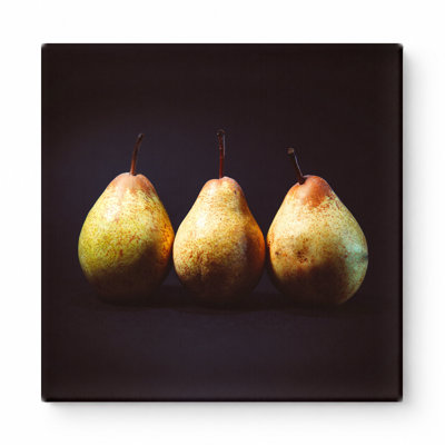 Three Pears Still Life — Square Canvas Wall Art