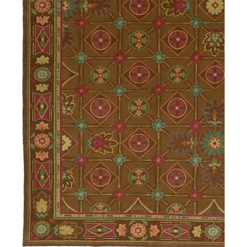 Tapis brun noué à la main de haute qualité, Rectangle 8 pi x 10 pi