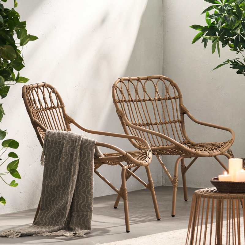 Accent Chairs For Backyard - Brown, 28.88In.D X 23.54In.W 32.69In.H, And Iron Iron, Open Weave