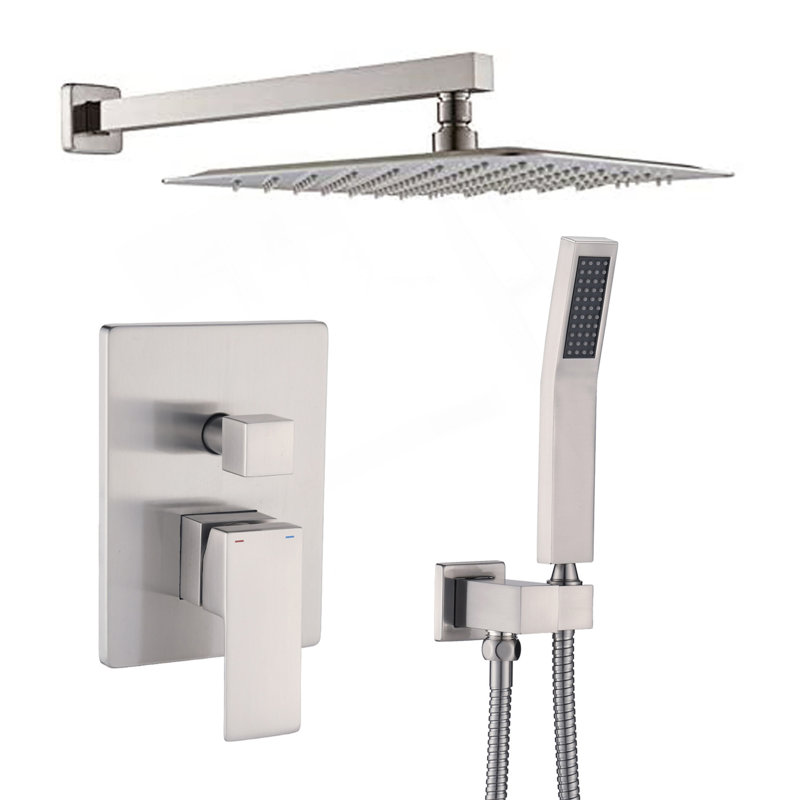 12" Rain Shower Head Systems Wall Mounted Shower On-Site, Brushed Nickel