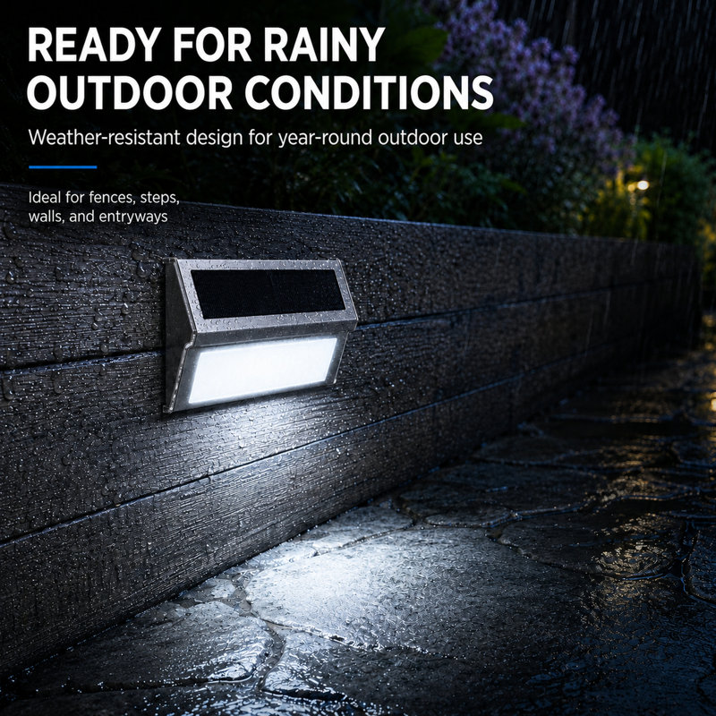 Solar Powered 9-LED Brushed Stainless Steel Step Light
