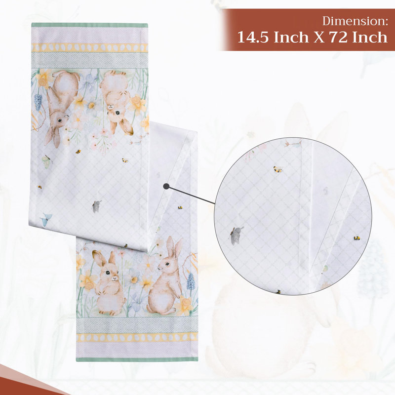 Maison d' Hermine Table Runner 100% Cotton Single Layer Table Runners 72 inches Long Decorative for Home Kitchen Dining Valentines Day Decorations Spring Summer (Easter Dew, 14.5" x 72")