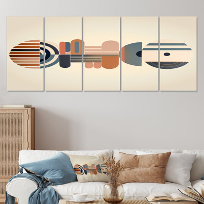 «Minimal Geometrics Ethnic Balance - Midcentury», art mural sur toile 5 pièces