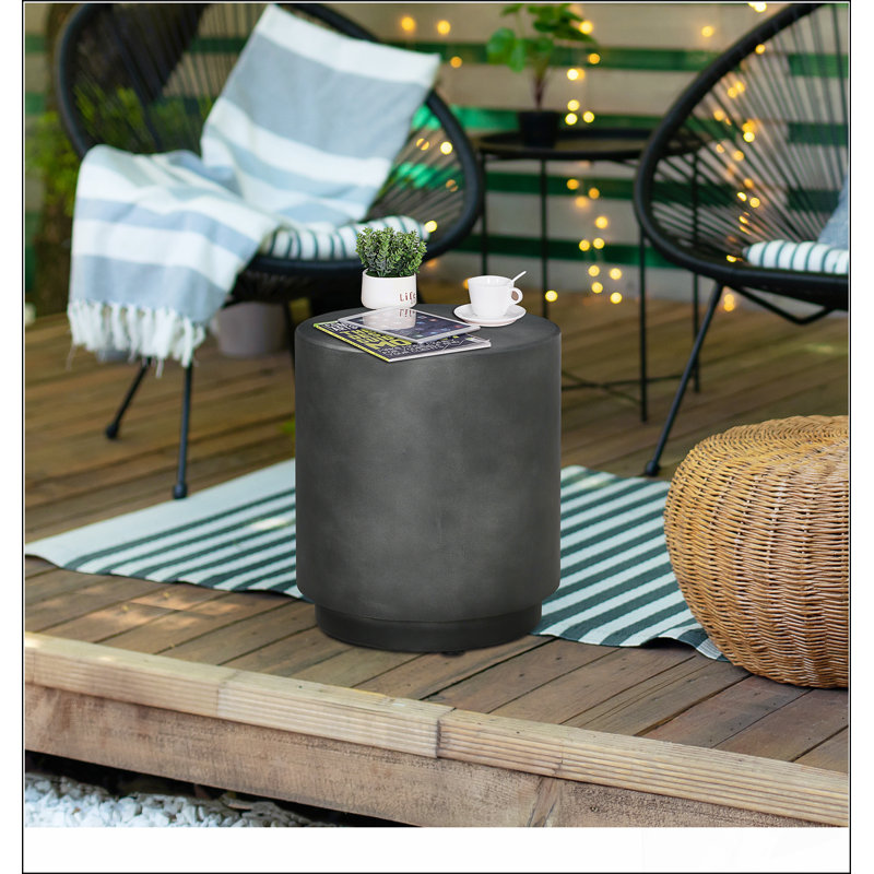 Lightweight Accent Table with Terrazzo Finish , Cream White, Dark Gray