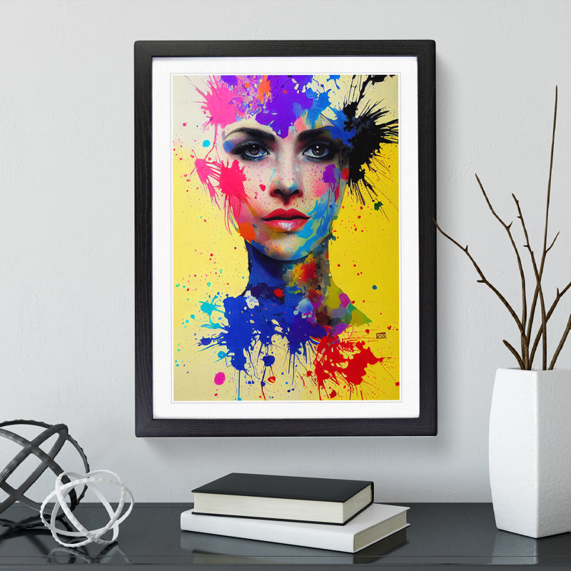 Paint Splashed Woman - Framed Print, Black, 64cm H x 46cm W x 2cm D