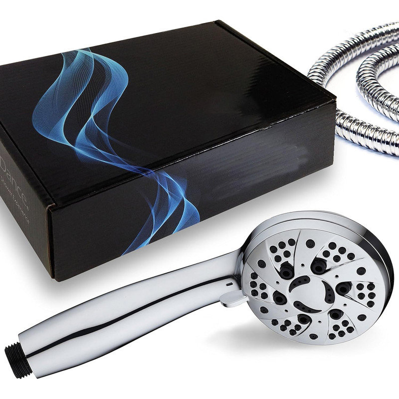 Chrome 6-Setting Handheld Shower Head with Hose