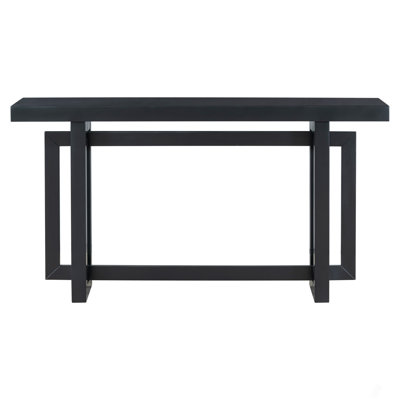 59.2'' Painted Entryway Table With Pine Veneer,Unique Triple Rectangle Design Console Table With Thick Pine Wood Legs,Extra Long Sofa Table Versatile For Hallway, Living Room,Kitchen