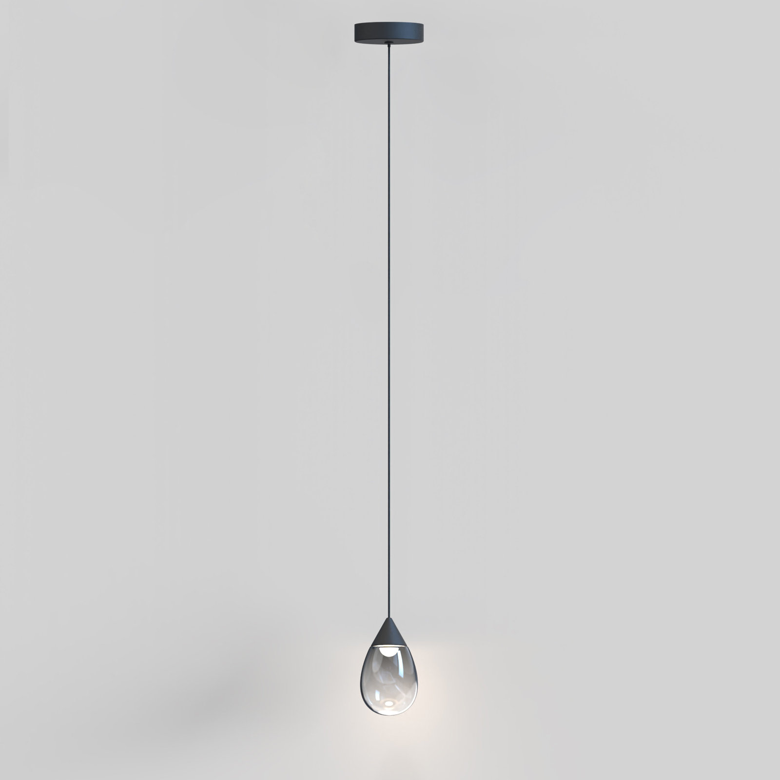 Aliceann Single Light Glass Dimmable Pendant, Matte Black, Smoke