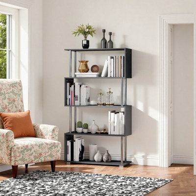 S-Shaped 5-Tier Room Divider Bookcase – Modern Display & Storage Solution