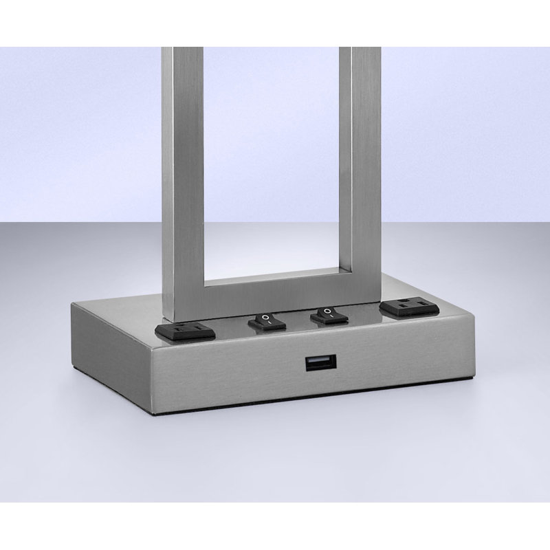 Rugged Rectangles Metal USB Table Lamp