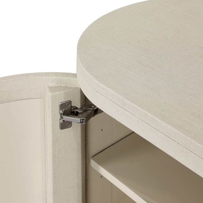 Amelia Media Console, Ivory Painted Linen