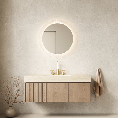 Meuble-lavabo avec lavabo en pierre frittée, lavabo en céramique avec 3 trous pour robinetterie, portes de tiroir flottantes en contreplaqué préassemblées de 122 cm, comptoir, lavabo, armoire haute résistance