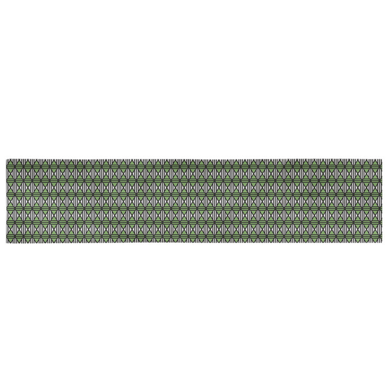 Avicia Lined Diamonds Table Runner, 73.5" x 17.5", Black/Green, Poly