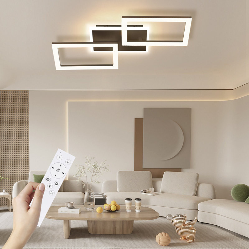 LED ceiling light ceiling lamp: bedroom lamp 46W Dimmable Modern living room lamp with remote control square ceiling lighting kitchen lamp for office hallway