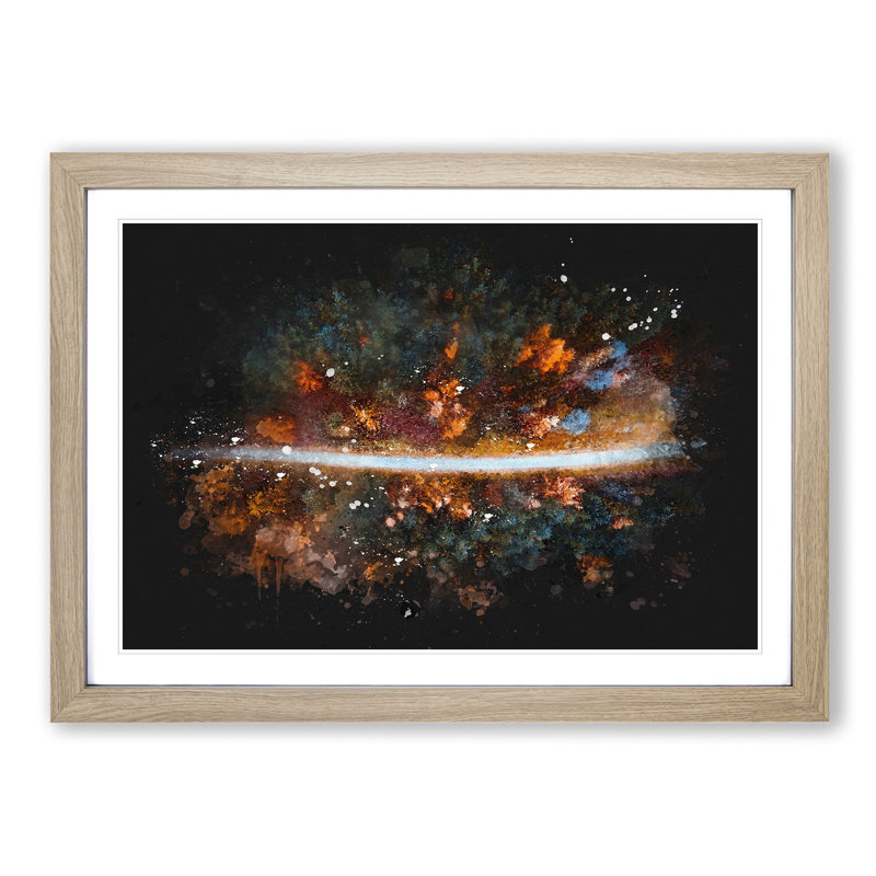 Forest Road - Picture Frame Graphic Art Print, 45cm H x 63cm W x 2cm D, Oak Framed