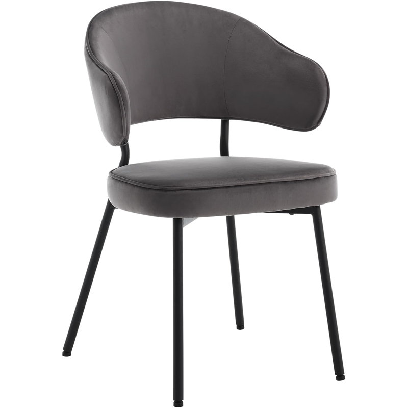 Ludvik 48cm H Velvet Upholstered Upholstered Back Armchair, 1, Dark Gray