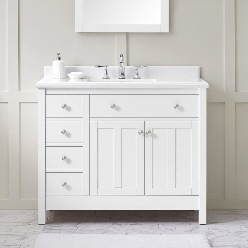 Ensemble de meuble-lavabo simple 42 po Newcastle, Blanc, Blanc