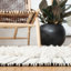 Tapis rayé ivoire / noir en laine / coton Vermont-136239634