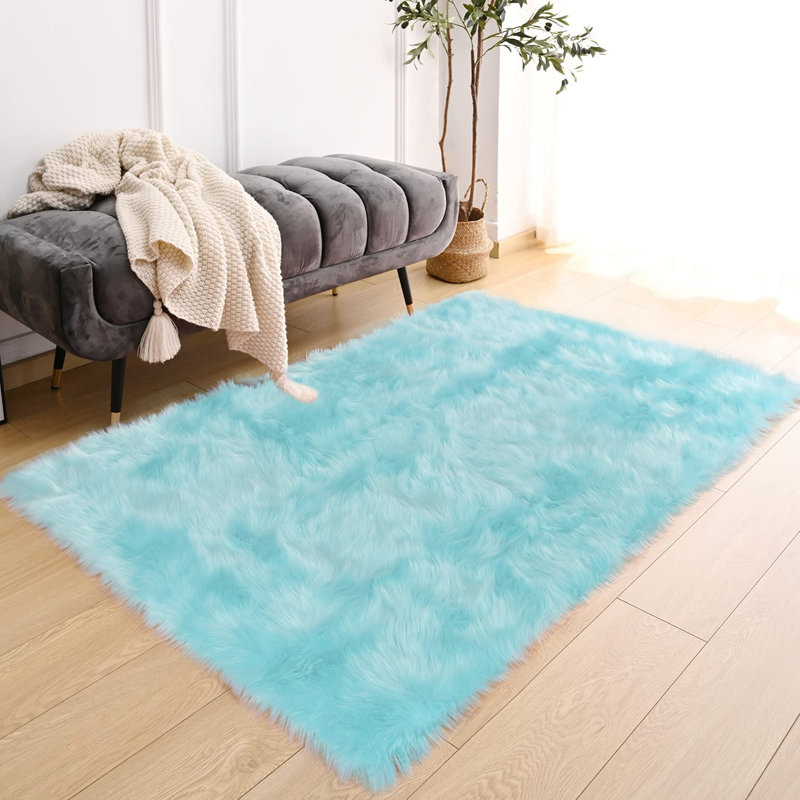 Chasty Faux Sheepskin Indoor Rug, Rectangle 3' x 4'