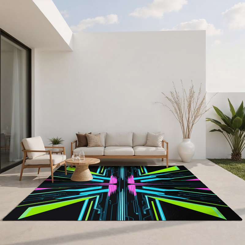 Tapis intérieur et extérieur Pulse Fragments, Rectangle 1 pi 6 po x 2 pi 6 po