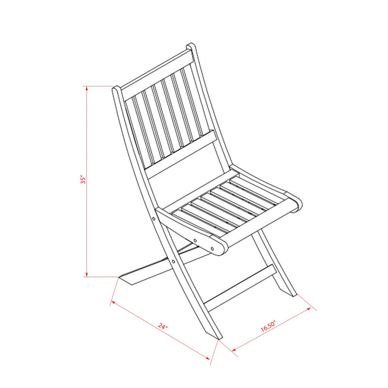 Chaises de patio pliables Dickinson - Bois d'acacia, ensemble de 2, huile naturelle