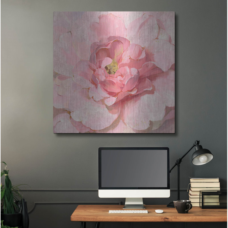 Art mural en métal House of Hampton® «Blush Metallic Peony» par Danhui Nai, H 36 po x l 36 po