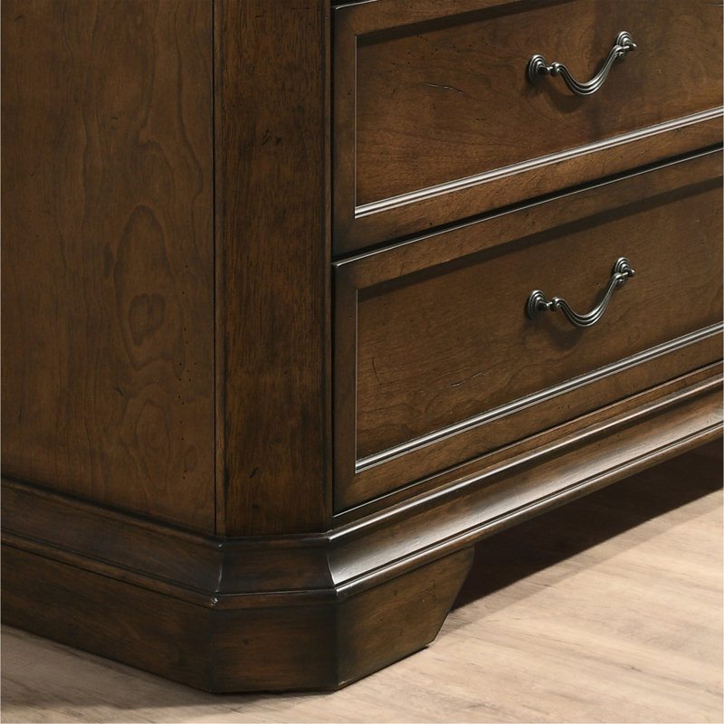 Ailany Traditional Wood 3-Drawer Nightstand, Brown