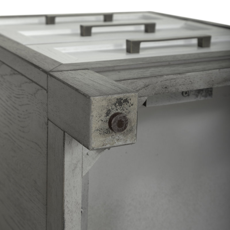 Gray and White 3-Drawer Wood and Metal Chairside Table