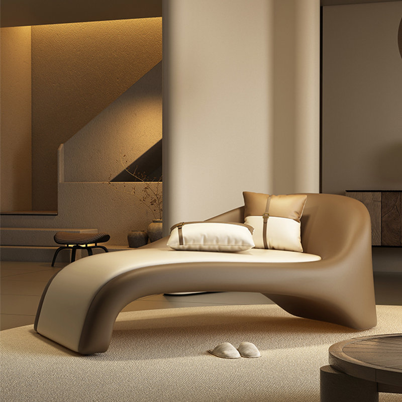 Méridienne incurvée Minimalist Creative, Orienté à droite, Brun / Beige