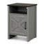 Table d'appoint Gera, plateau brun foncé de 16 po, porte de grange en X, tablette ouverte, gris