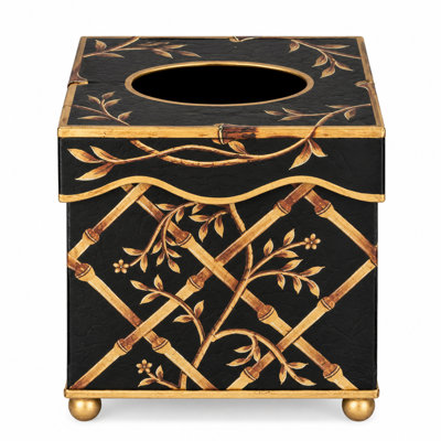 Black Bamboo & Floral Tissue Holder