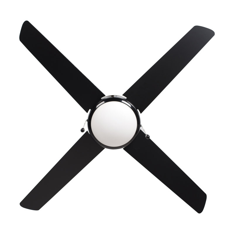 Razo 50" 4-Blade Indoor Ceiling Fan, Black, Black