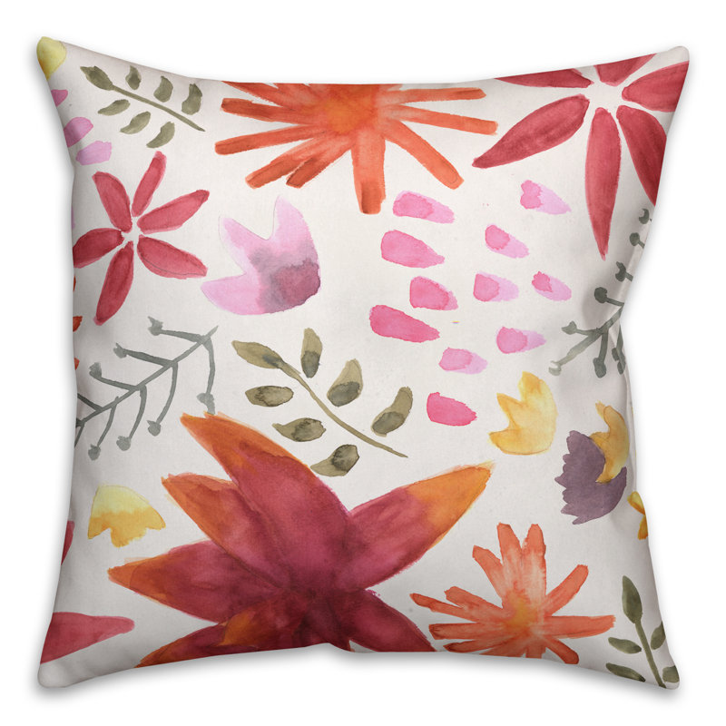 Stylized Floral Throw Pillow