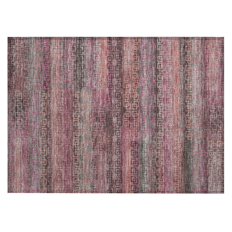 Machine Washable Indoor/Outdoor Xhevrie Pink Rug