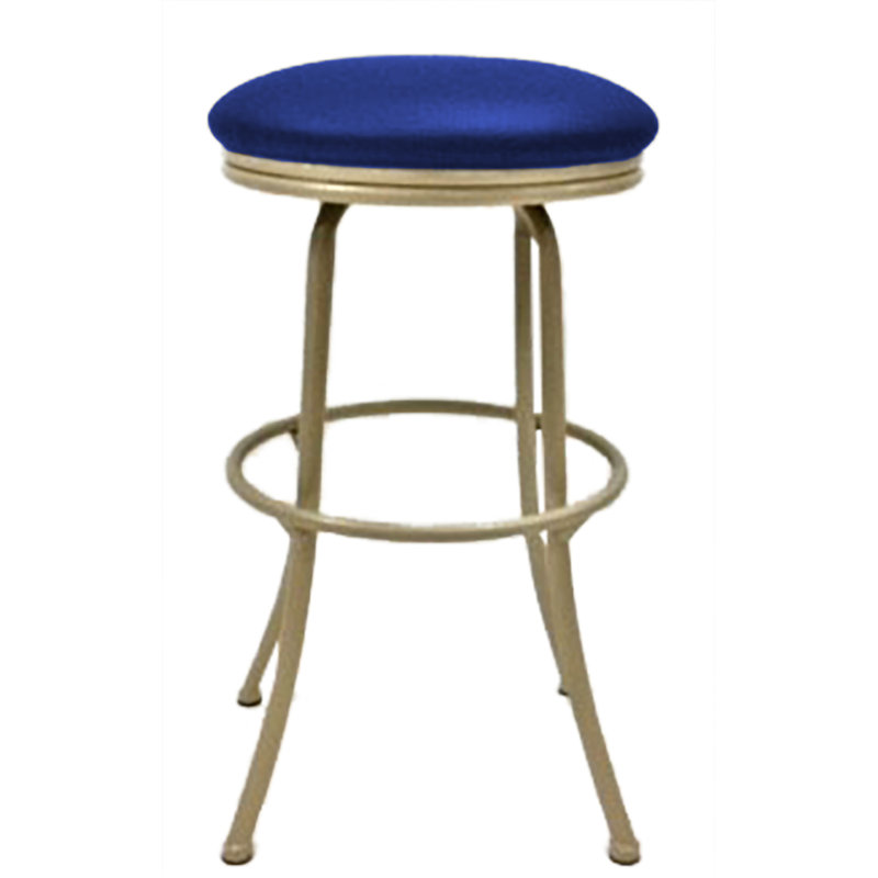 Swivel Upholstered Counter Stool with Metal Frame, Blue, Beige, Bar Stool (30" Seat Height)
