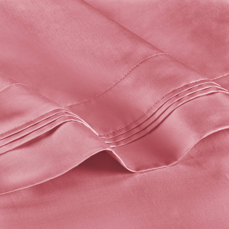 Blush Egyptian Cotton Standard Pillowcase Set with Sateen Weave