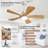 42 Inch Ceiling Fans with Lights and Remote Control, Wood Ceiling Fan for Patios Bedroom, Outdoor White Ceiling Fan with Lights, Noiseless DC Motor, Dimmable LED, 5 Solid Wood Blades-1132048172-1132048174