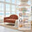 Rainbow-Inspired Linen Upholstered Chaise Lounge with Curved Backrest-1076173661