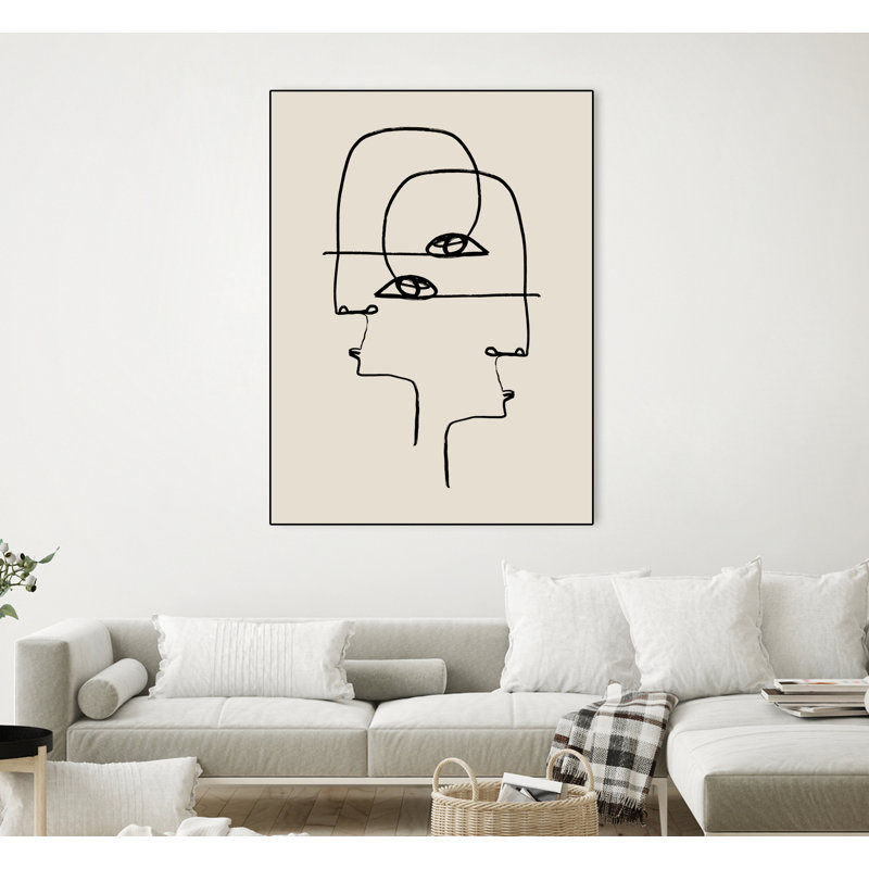 Toile encadrée de faces, H 24 po x l 18 po