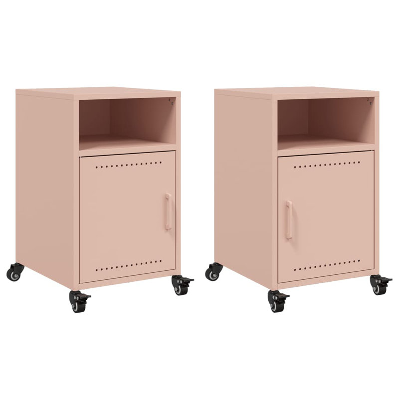 Quammen 36cm W Steel Bedside Table, Pink