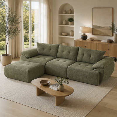 115-Inch Oversized Cloud Sofa with Horn-Shaped Back Cushions