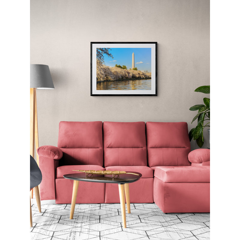 Washington Monument Above Cherry Blossoms Print by Steven Heap, Black Framed Paper, 25.2" H x 31.2" W