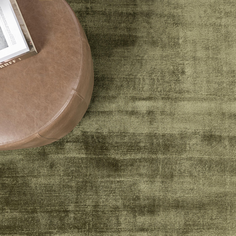 Berlin Distressed Handwoven Fabric Area Accent Rug, Green, Rectangle 9' x 12'