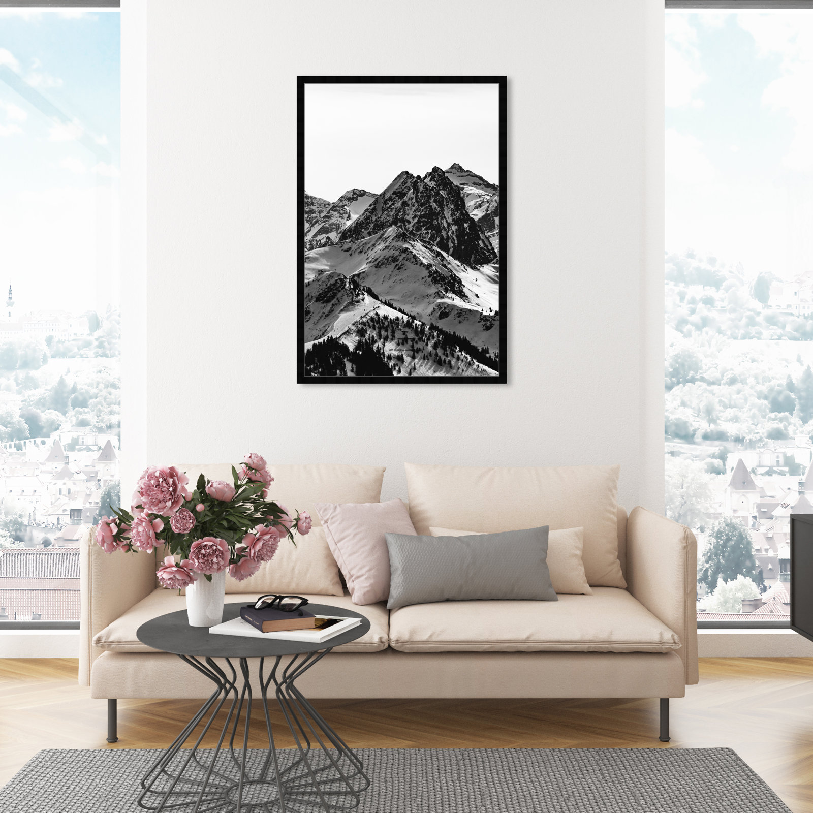 Up The Mountain by Oliver Gal, 47" H x 32" W x 0.5" D, Black