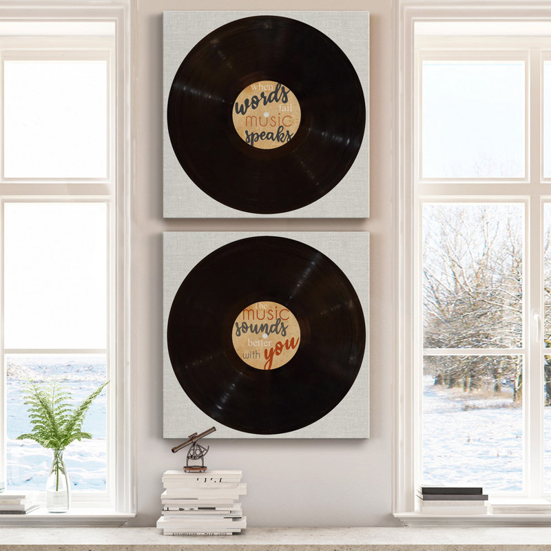 «Music Speaks» - ensemble de 2 reproductions sur toiles tendues, H 24 po x l 48 po x P 1 po